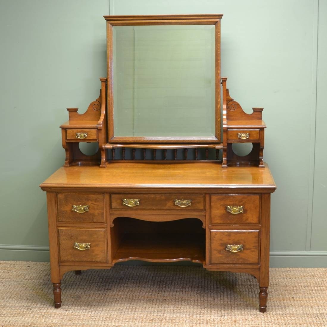 Quality solid oak victorian antique dressing table 1