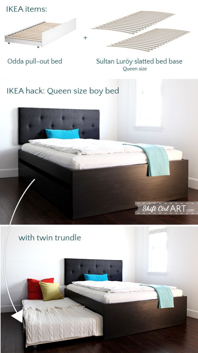 Queen size bed with twin trundle ikea hackers ikea hackers