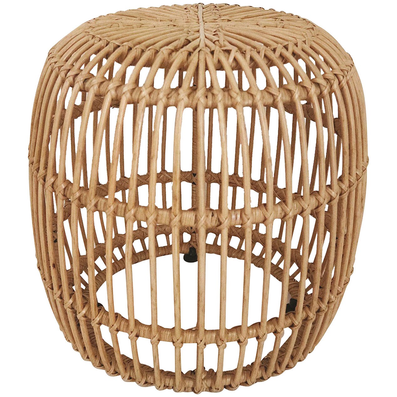 Rattan ottoman at home