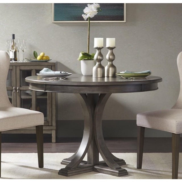 Round gray dining table chairish