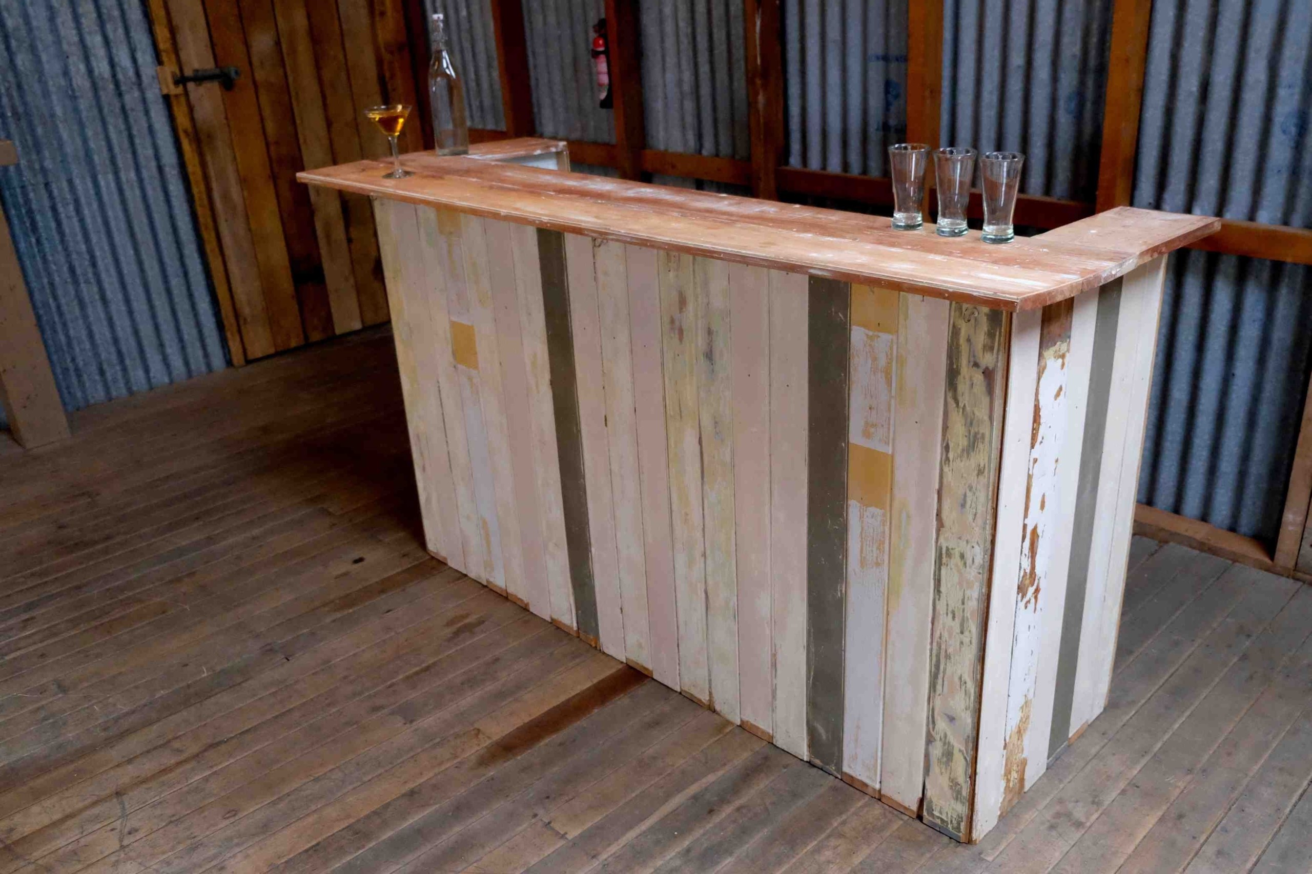 Rustic portable bar for use inside or outside 120 ex