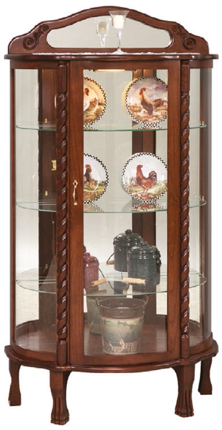 Short rope twist curio cabinet solid wood