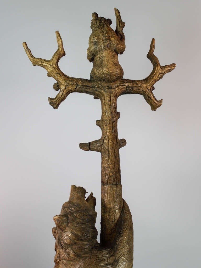 Swiss black forest finely carved hall tree coat rack
