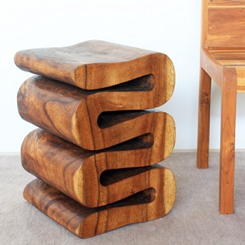 Twisted wood tables double as stools space saving 1