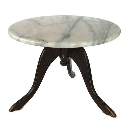 Very small carrara marble top table with three cabriole