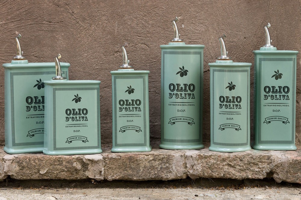 Vintage ceramic olive oil cruet slate 500ml handmade in