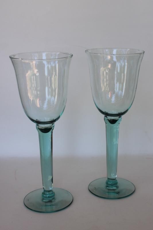 Vintage hand blown mexican glass wine glasses spanish