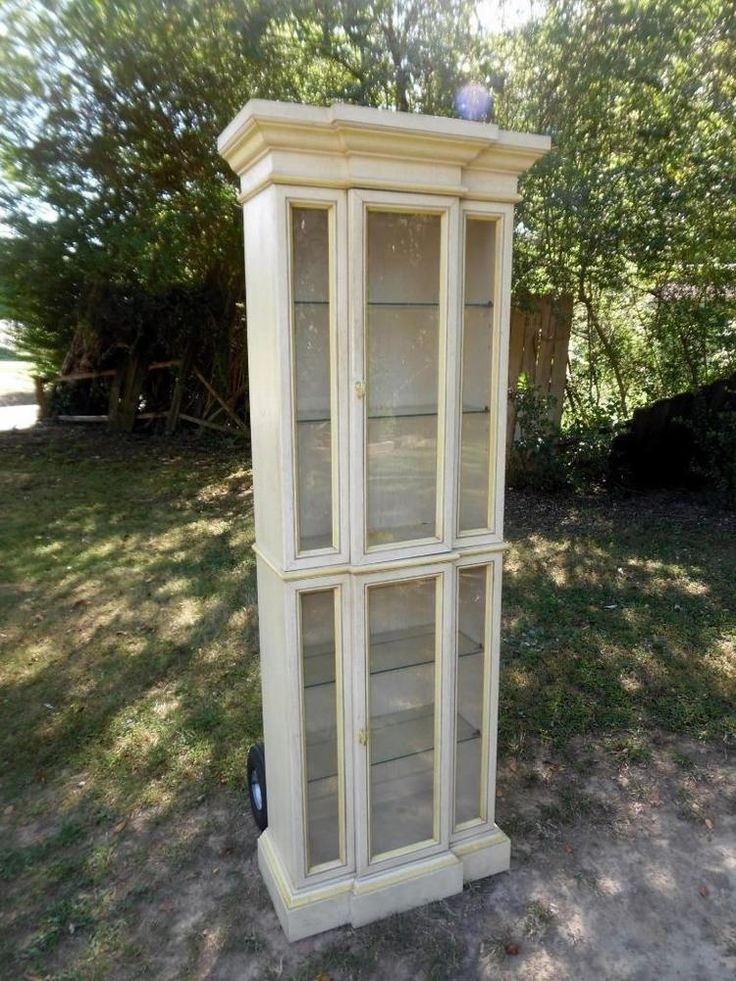 Vintage slender off white painted french style solid wood