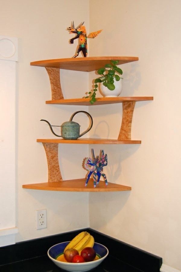 Wavy wooden shelves corner shelf design shelf design
