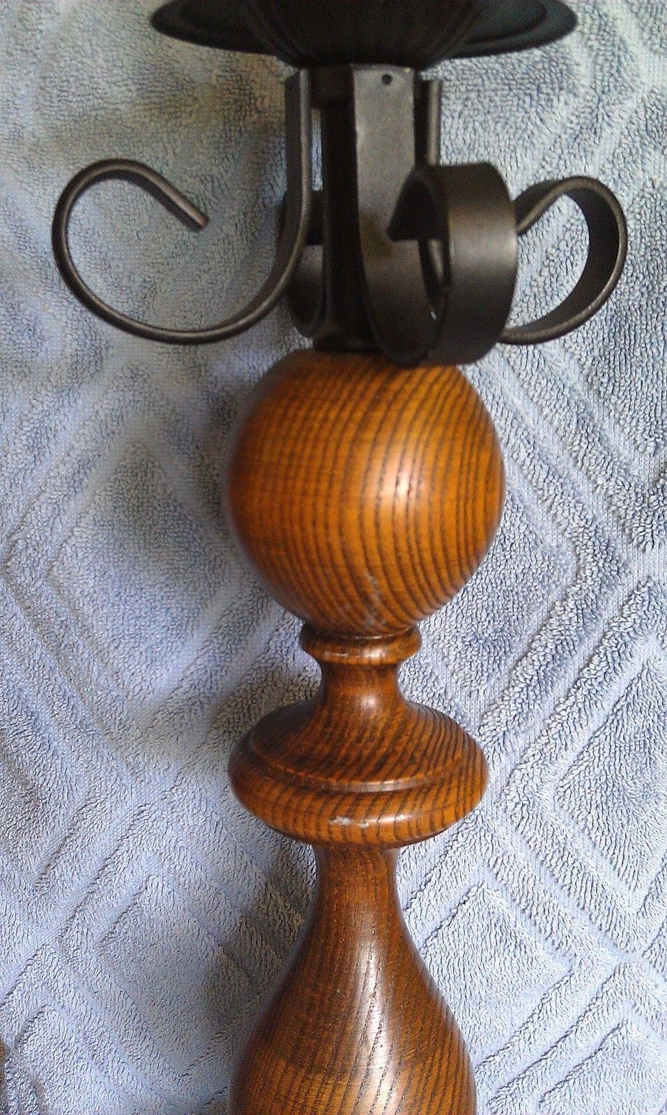 8c10 vtg 60s spanish table lamp wood black wrought iron