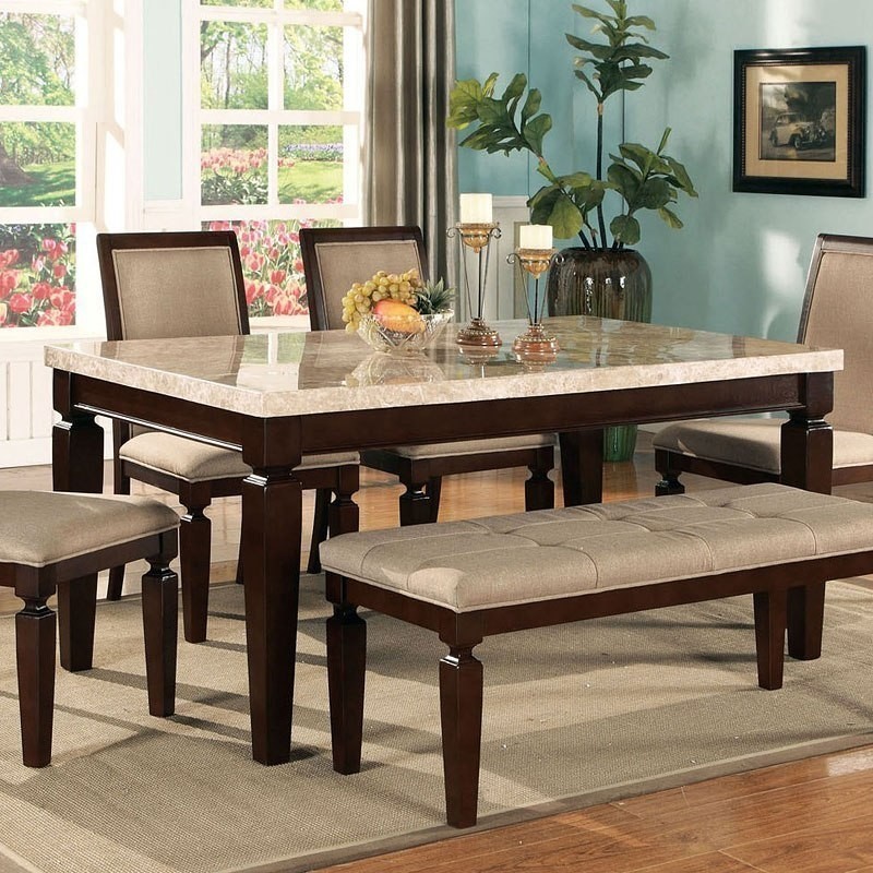 Agatha white marble top dining table by acme furniture