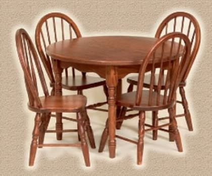 Amish kids round table and chairs set solid oak wood
