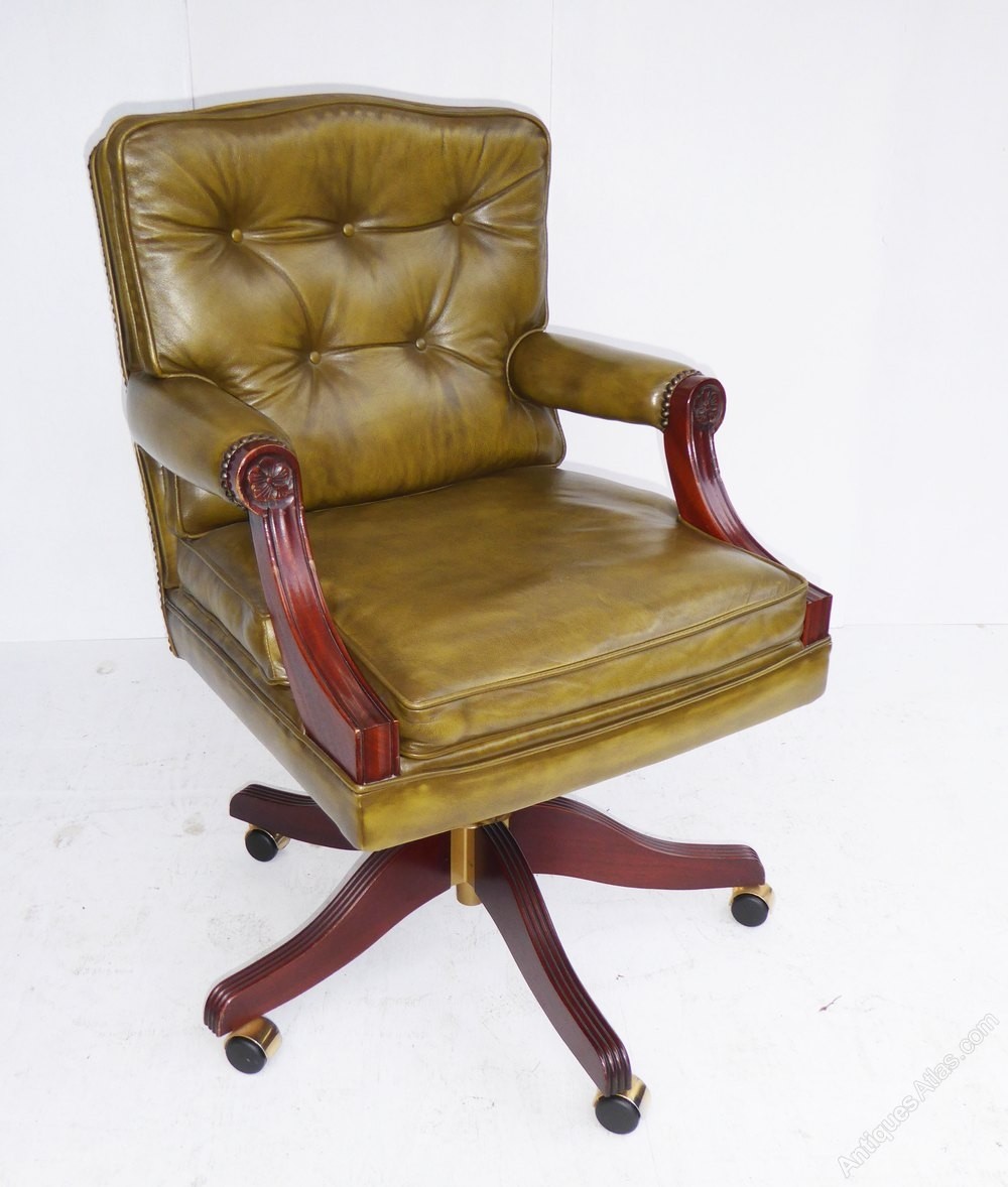 Antiques atlas green leather desk chair