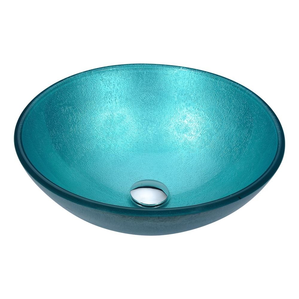 Anzzi posh series deco glass vessel sink in coral blue