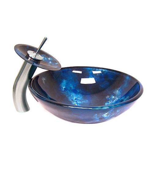 Aqua blue blemish glass vessel sink bowl ch9023