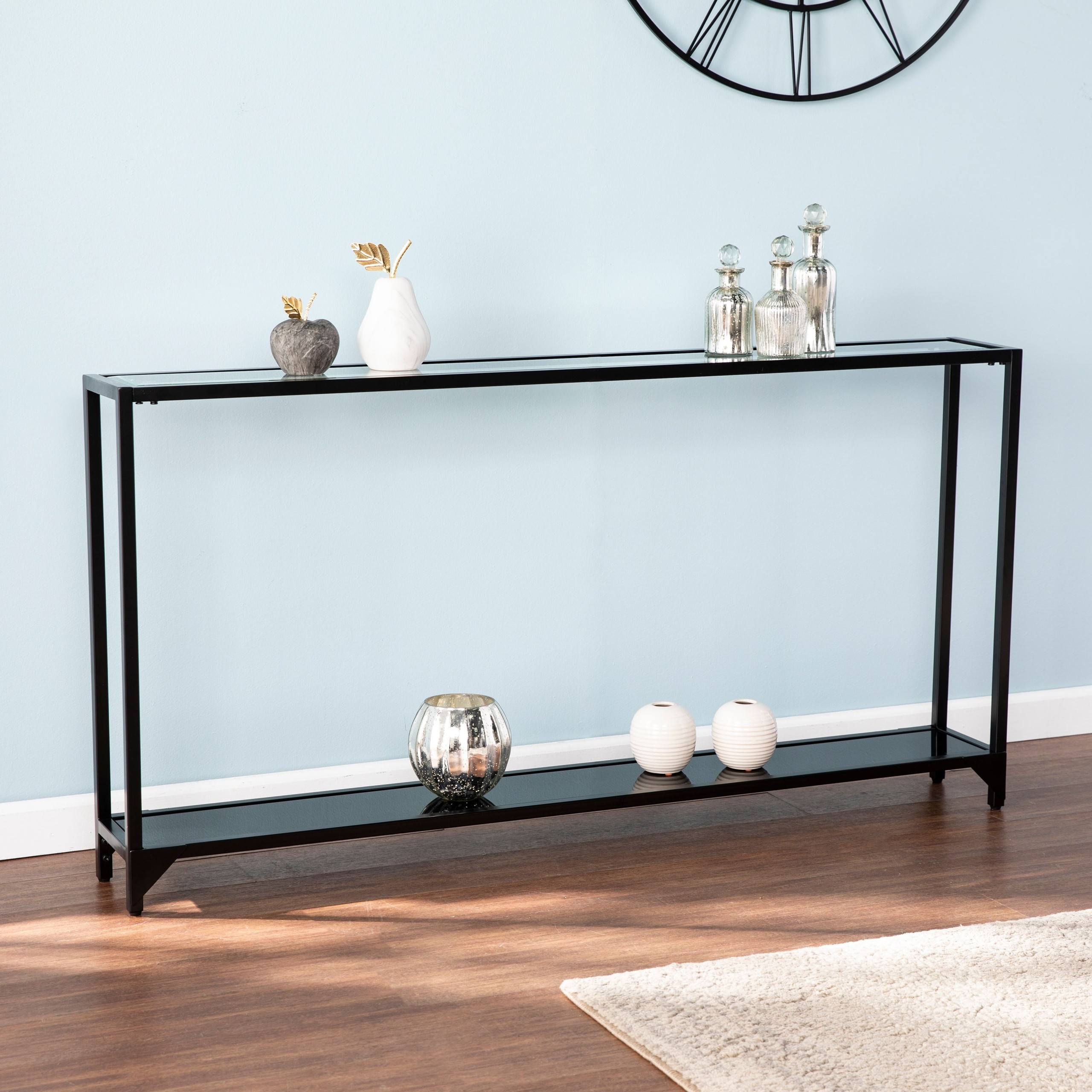 Narrow Black Console Table Ideas On Foter   Barzo Narrow Metal Console Table High Gloss Black 