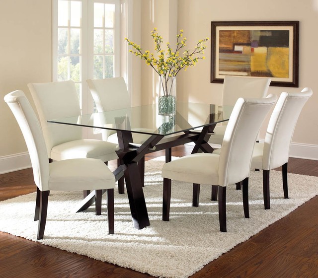 Berkley table with tempered glass top modern dining tables