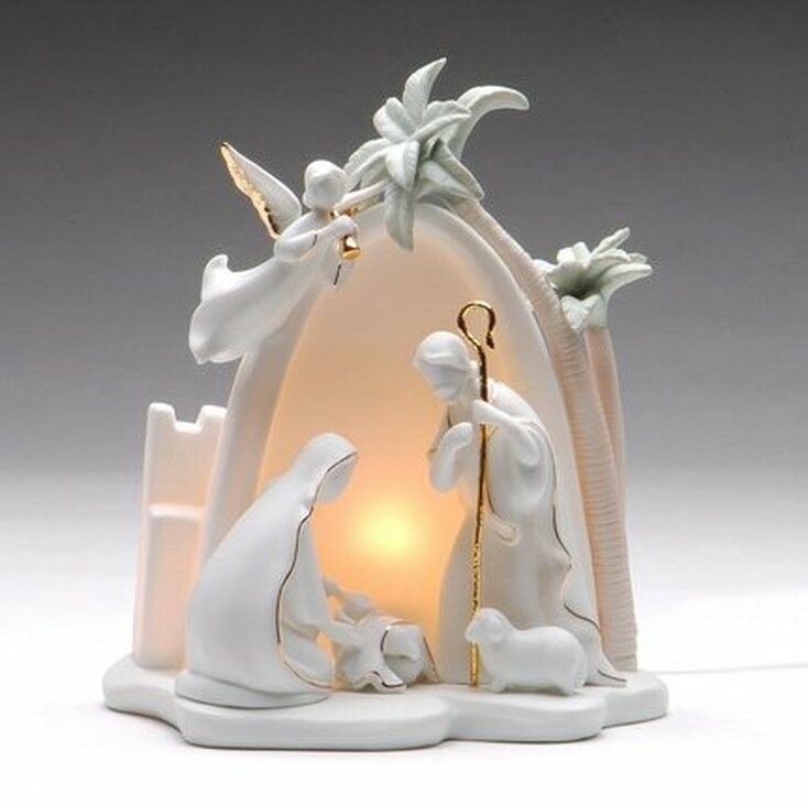 Bethlehem holy family porcelain lighted nativity scene