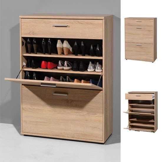 Big foot wooden shoe storage cupboard in oak mysmallspace