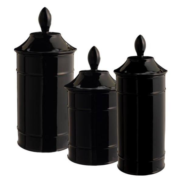 Black canisters set of 3 45 00 traditional yet