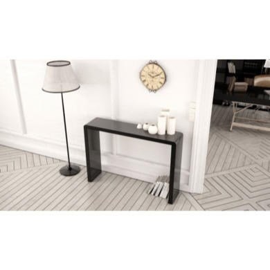 Black high gloss narrow hall console table modern design