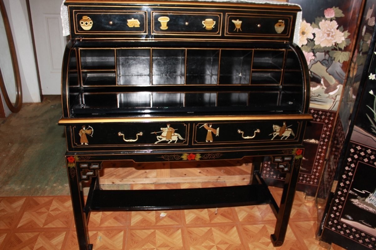Black roll top desk home furniture design