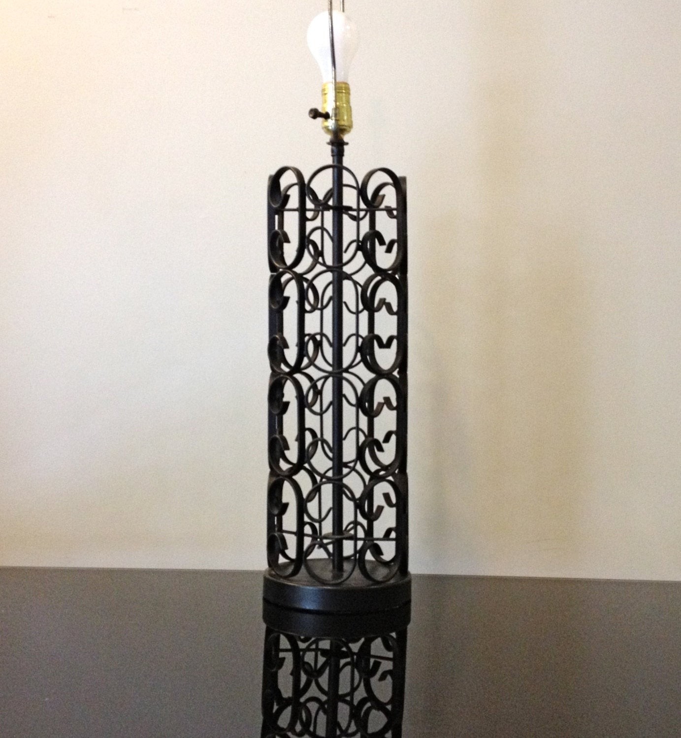 Black wrought iron scroll table lamp by modernismus on etsy