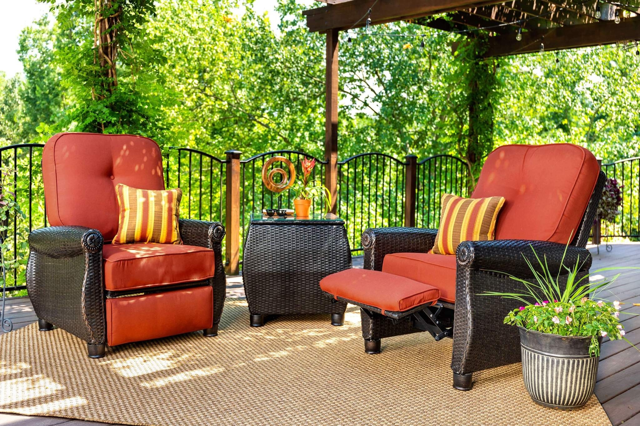 red patio set