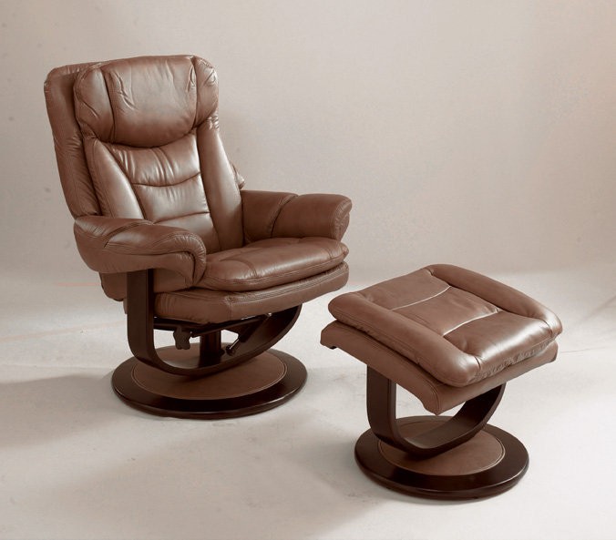 Brown swivel recliner chair with ottoman classic two