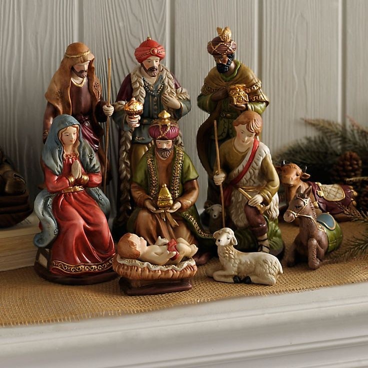 Ceramic nativity scene set of 11 christmas nativity