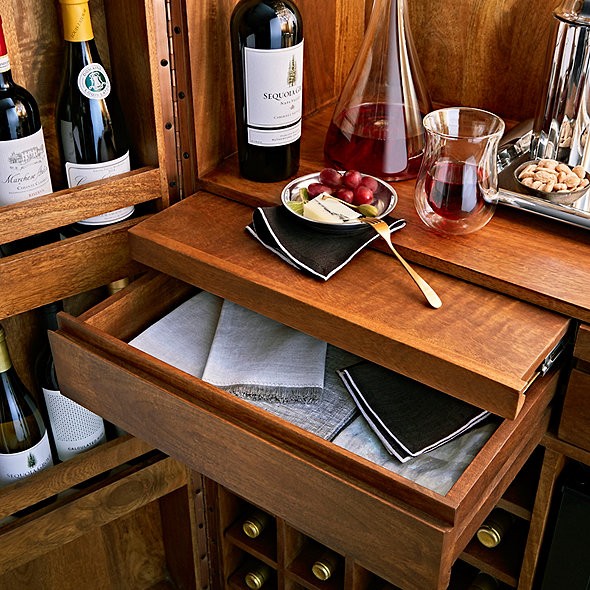 Cheverny metal inlay bar cabinet with wine refrigerator 2