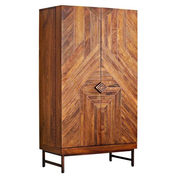 Cheverny metal inlay bar cabinet with wine refrigerator 4