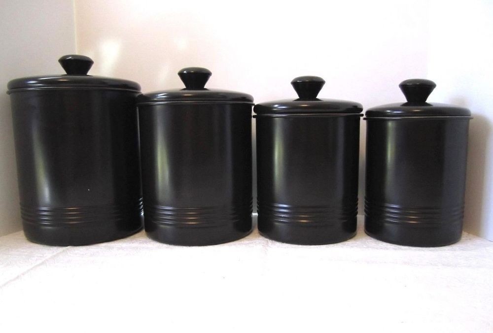 Classic black canister set traditional oggi metal storage
