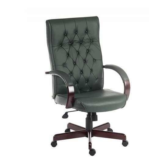 Corbin executive office chair in green faux leather