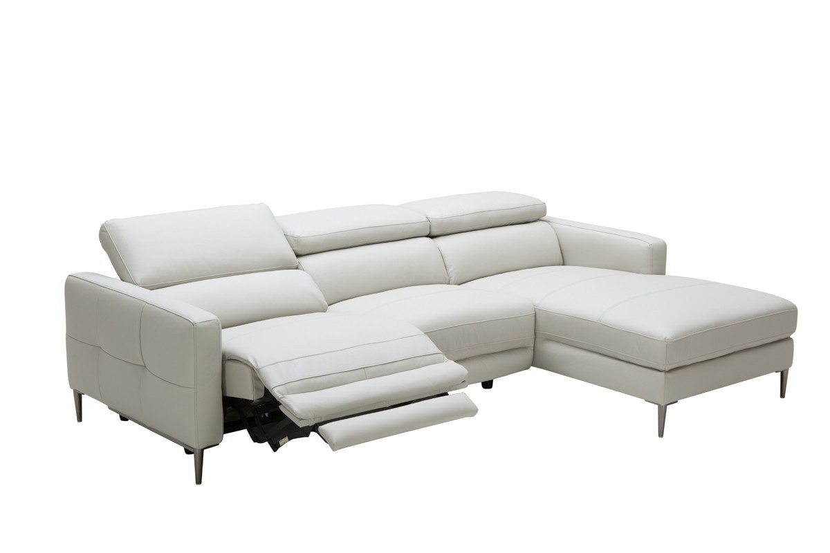 Divani casa booth modern light grey leather sectional sofa