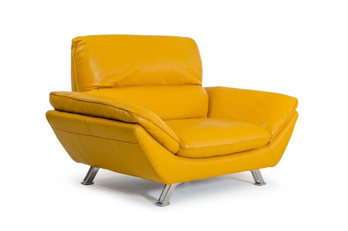 Divani casa daffodil modern yellow italian leather sofa set 1