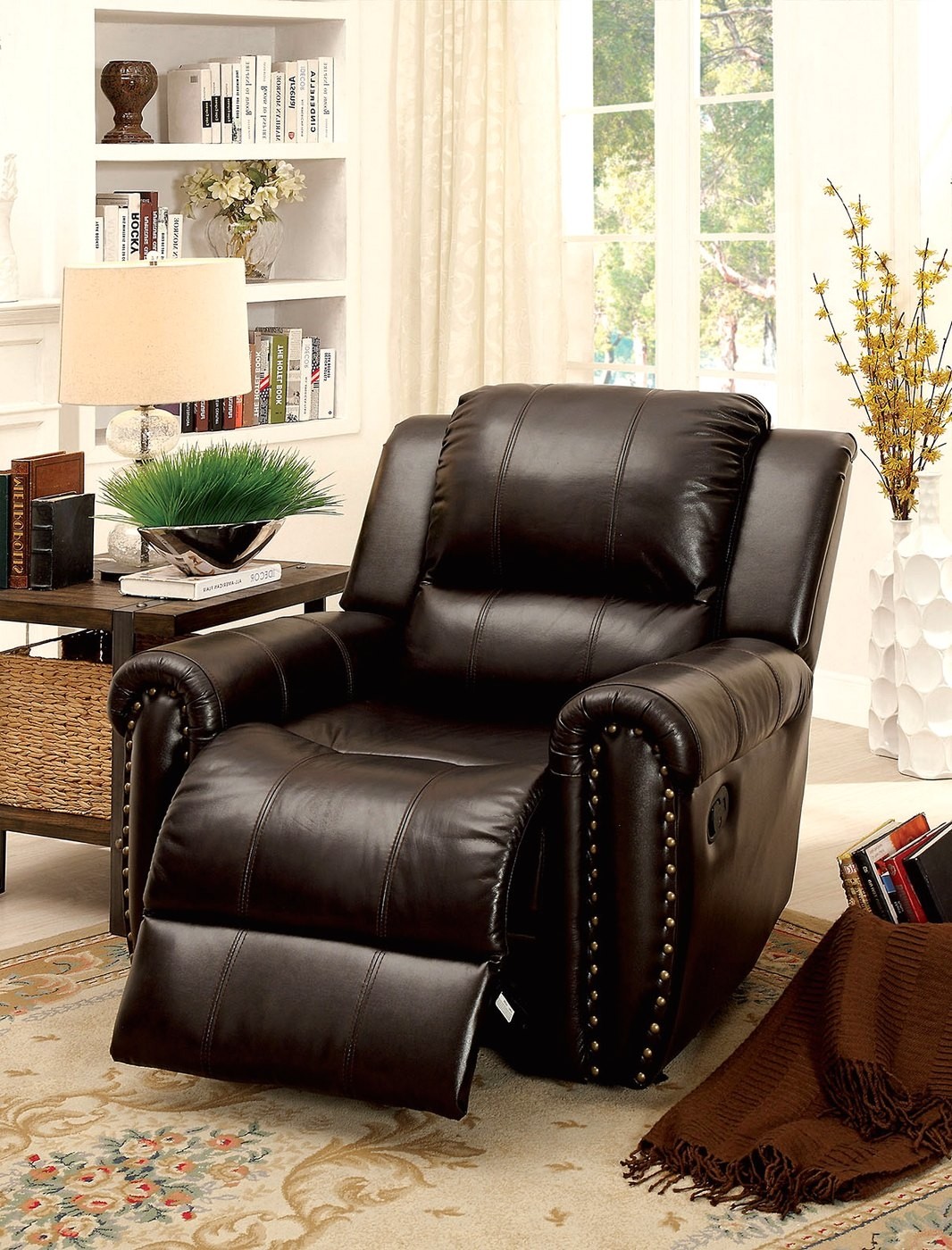 Dorset traditional brown recliner in top grain leather