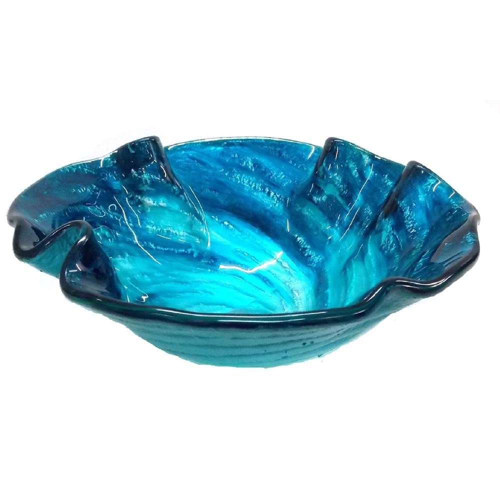 Eden bath caribbean wave glass vessel sink in blue eb_gs37