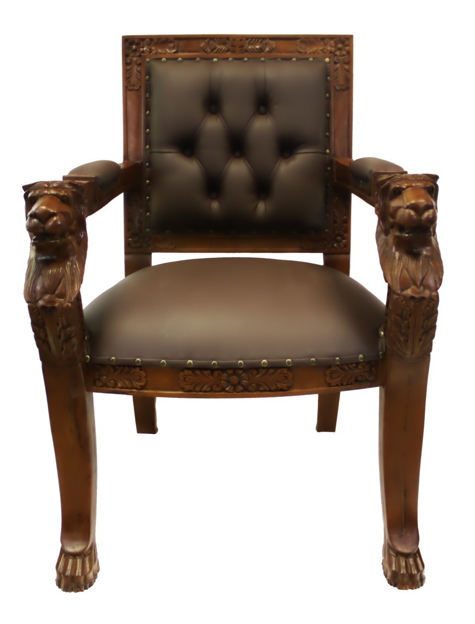 English lion head arm chair oriental furnishings