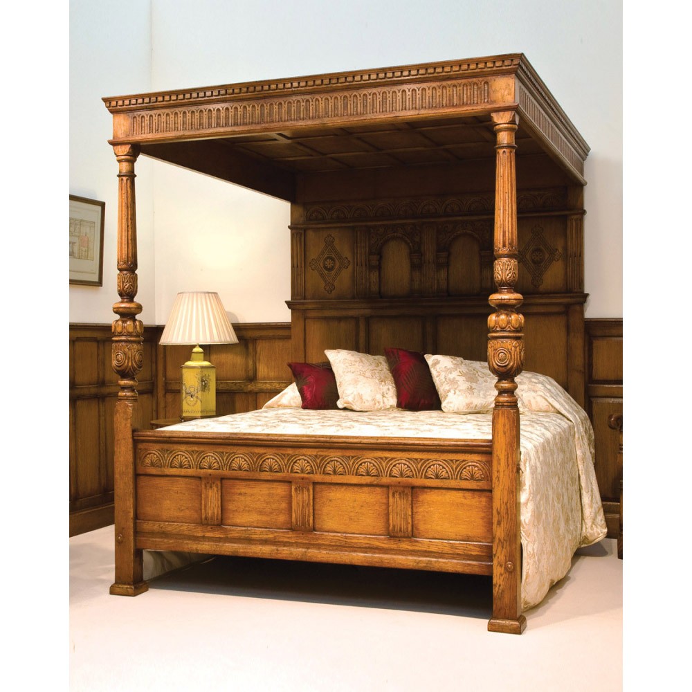 English oak magnificent four poster bed titchmarsh goodwin