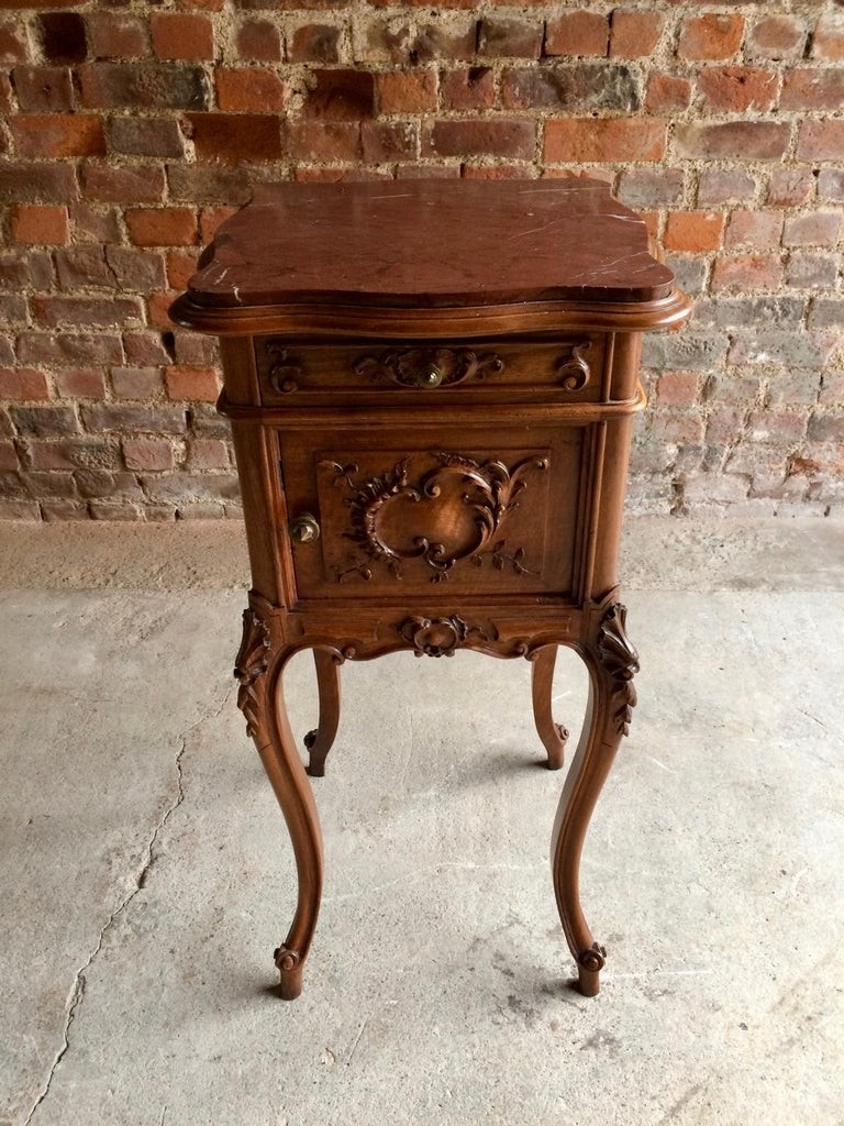 Fabulous antique french bedside table nightstand marble 1