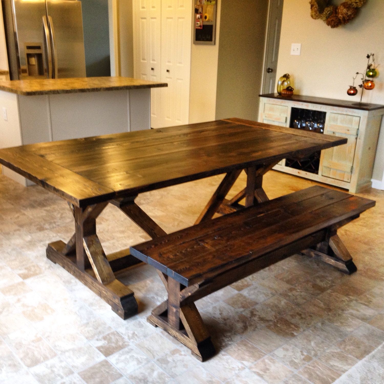 Farmhouse style dining table by midatlanticrustic on etsy