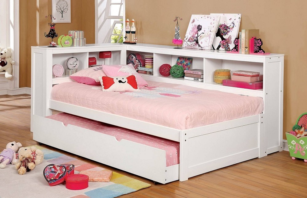 Frankie white wood finish twin daybed with trundle