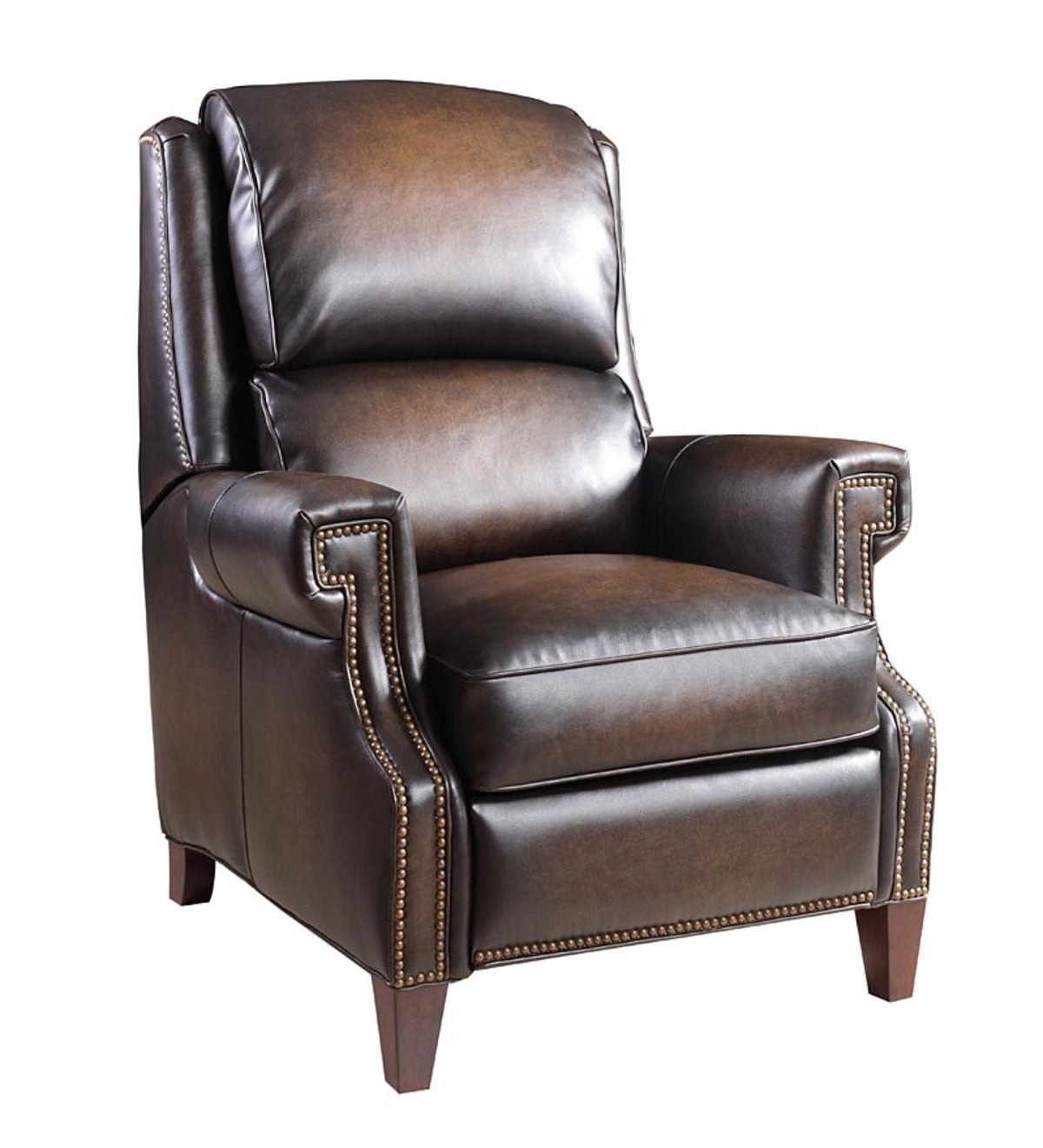 Franklin brown leather recliner with nail head trim