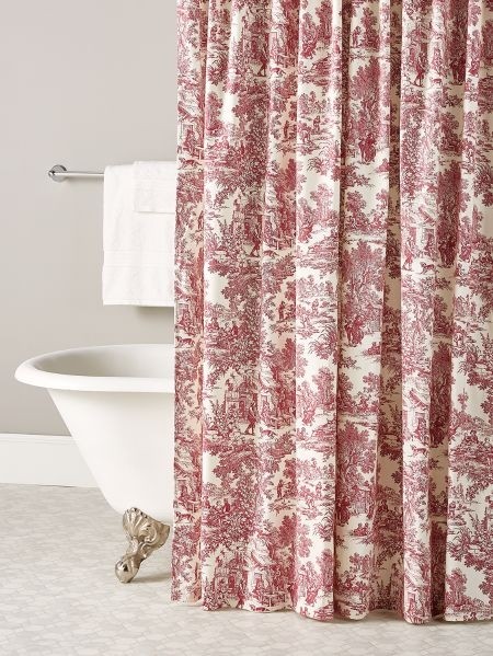 French toile patterned shower curtain