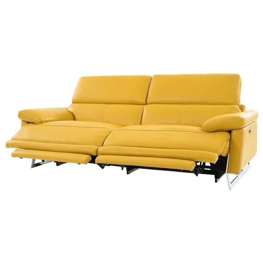 Gabrielle yellow leather power reclining sofa el dorado
