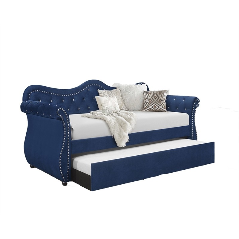 Galaxy home abby upholstered velvet solid wood daybed with 1