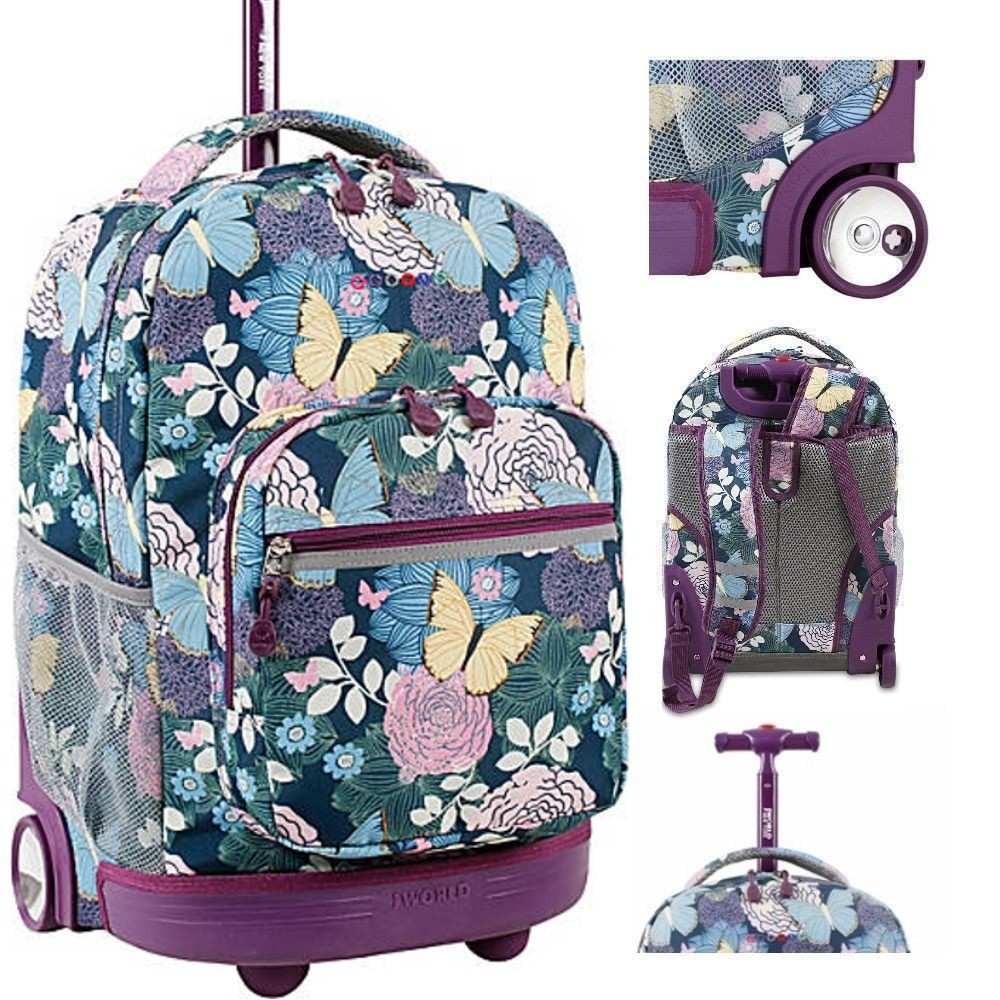 Girls travel rolling backpacks wheeled bookbag carry on
