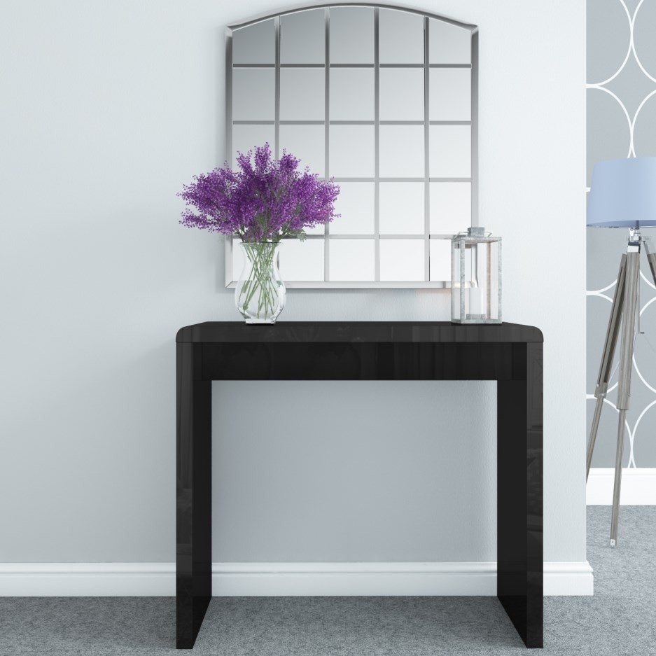 Grade a1 tiffany black high gloss narrow console table