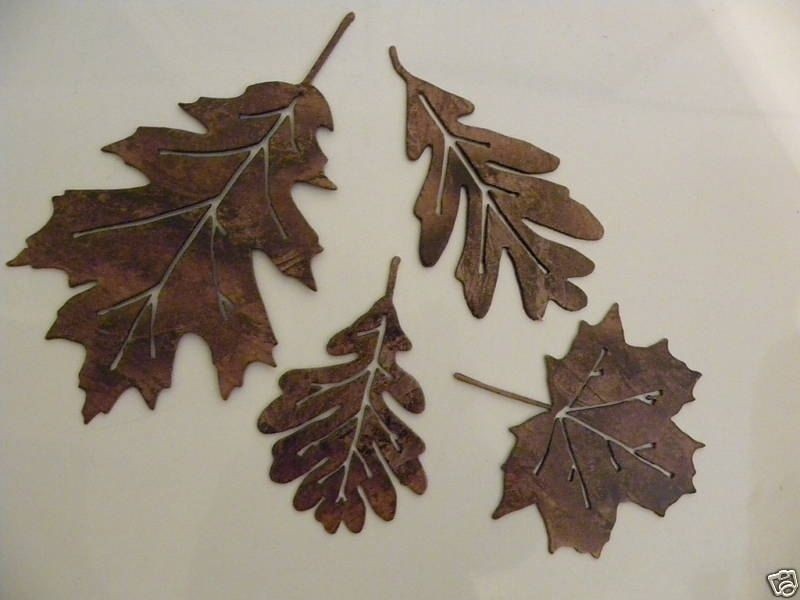 Hand made metal wall art decor leaf accents set of